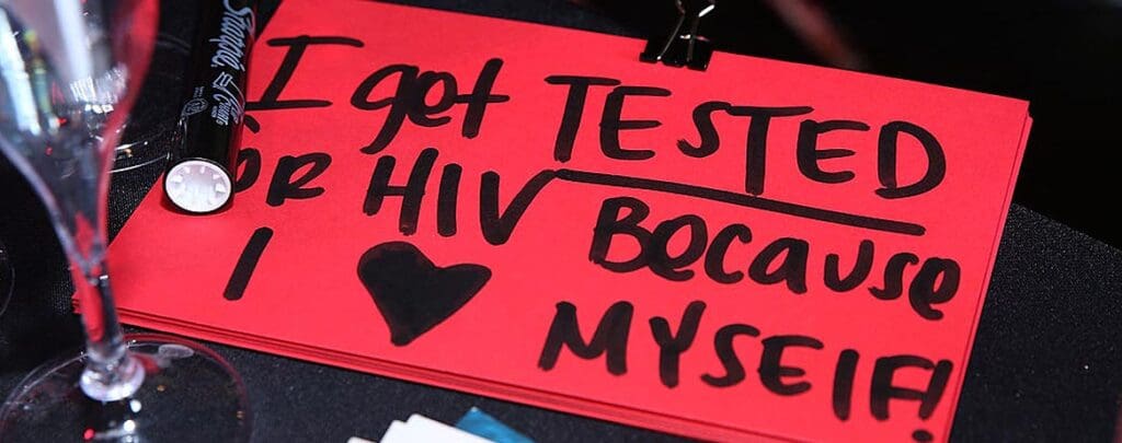 Red sign, HIV testing message.