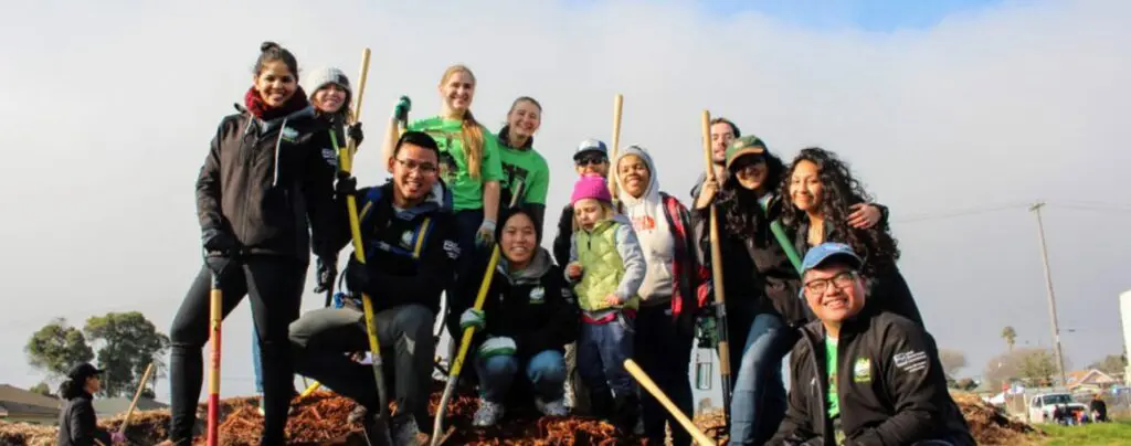 Group of volunteers planting trees.